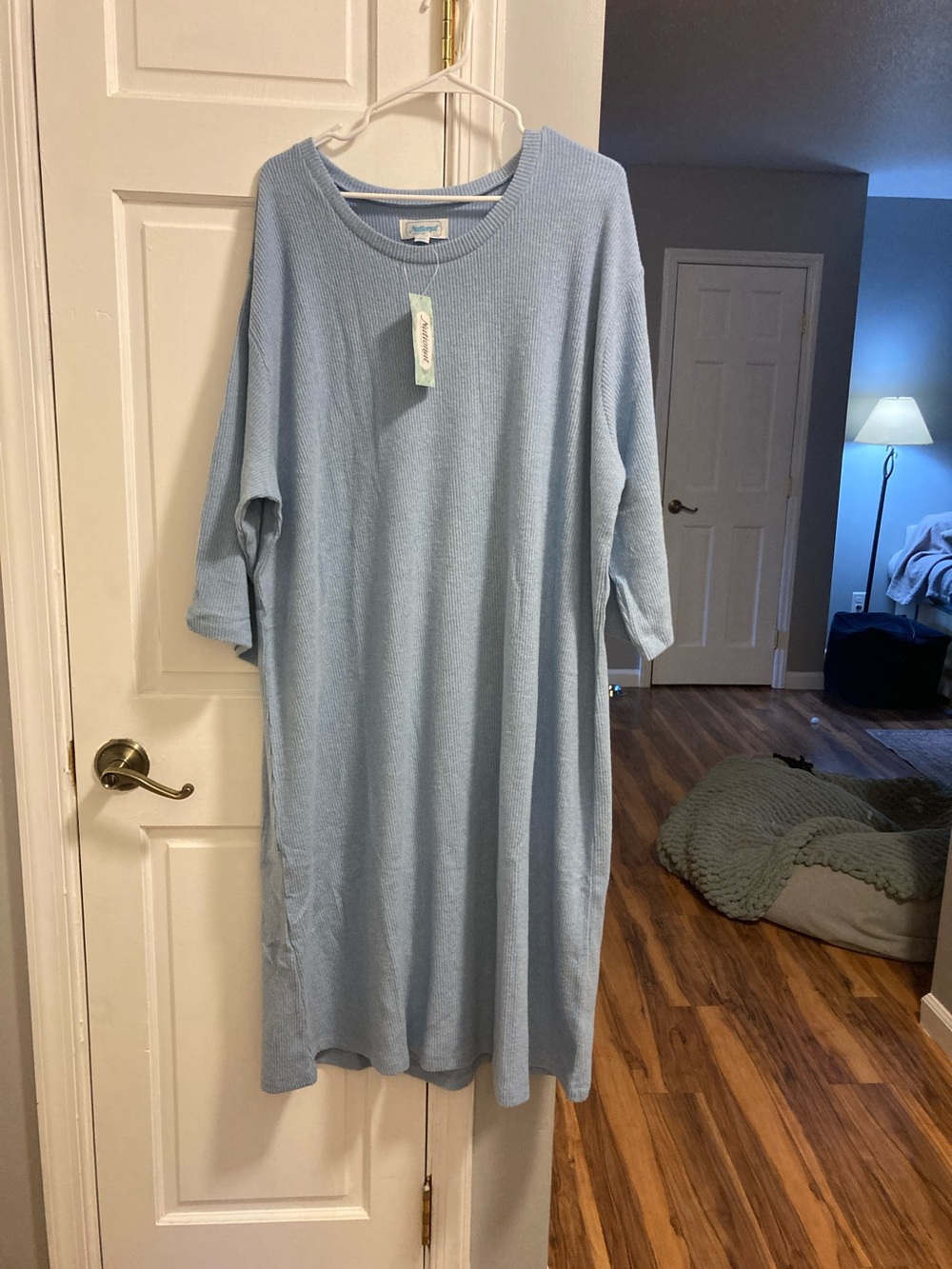 Light Blue Women's Midi Knit Dress - Cozy Casual